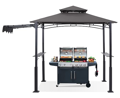 ABCCANOPY 8x5 Grill Gazebo - Outdoor BBQ Canopy Shelter with Led Light for Patio Backyard Grilling (Dark Gray)
