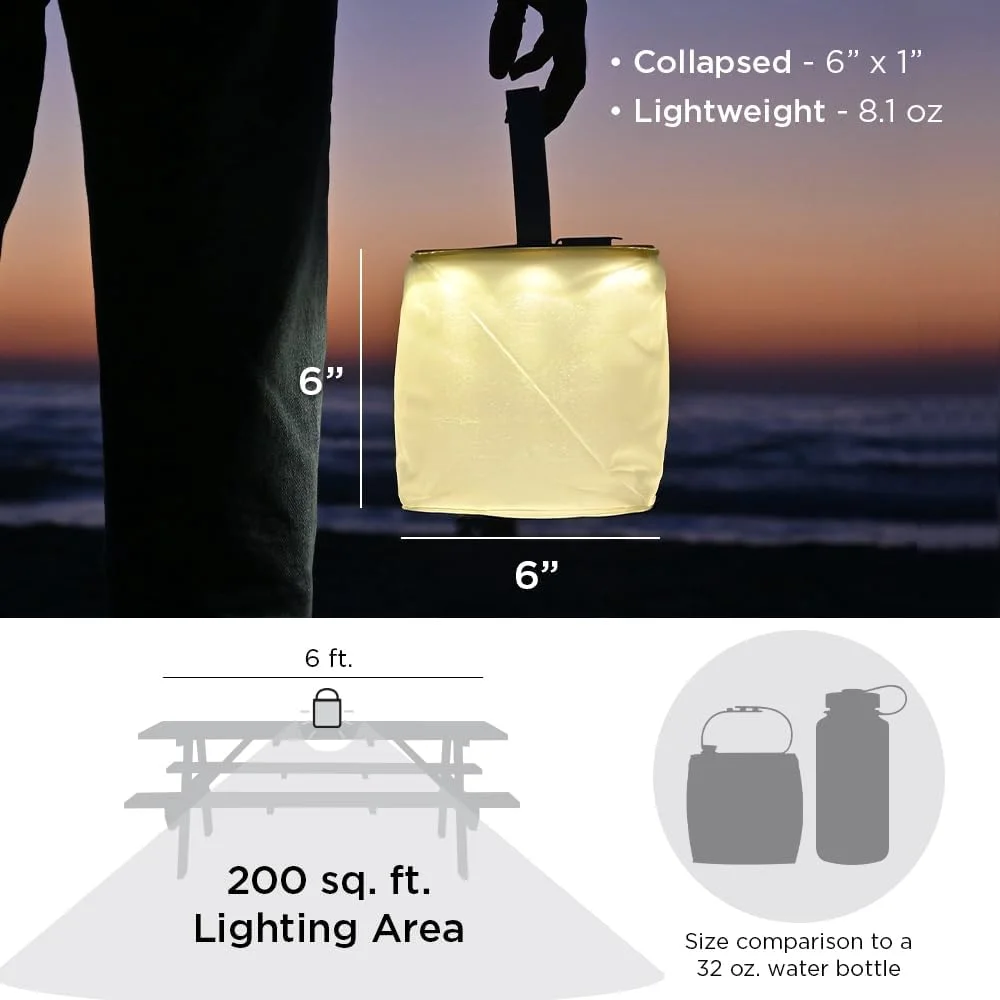 LuminAID 2-in-1 Solar Camping Lantern and Phone Charger - Inflatable LED Lamp for Camping, Hiking and Travel - Emergency Light for Power Outages