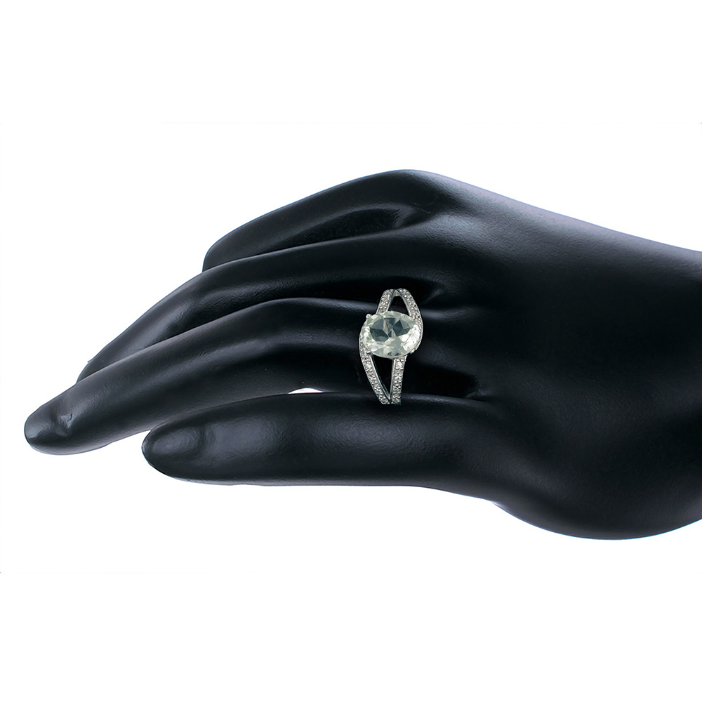 Vir Jewels 1.85 CTTW Green Amethyst Ring for Women in Sterling Silver Oval 10x8 MM Prasiolite