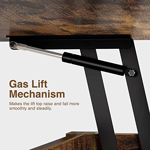 Rolanstar Coffee Table Lift Top, Multi-Function Convertible Coffee Table with Drawers and Hidden Compartment