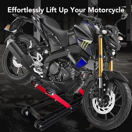 1500 LBS Hydraulic Motorcycle Lift Jack, Steel ATV Lift Stand Hoist with Wheels, ATV UTV Lift Table Jack Hoist Stand, Motorcycle Bike ATV UTV Lift