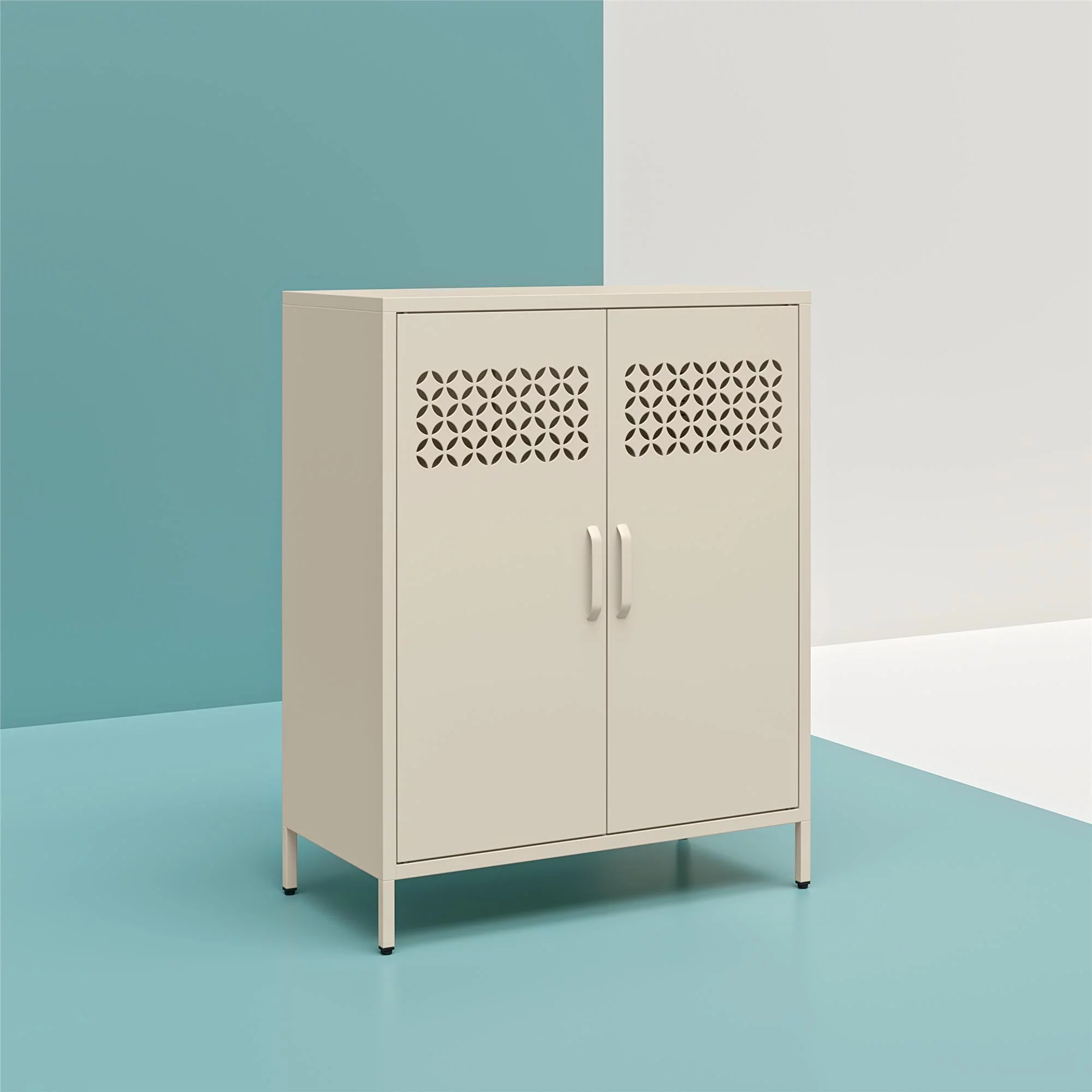 Mr. Kate Annie Short Metal 2 Door Cabinet, Parchment
