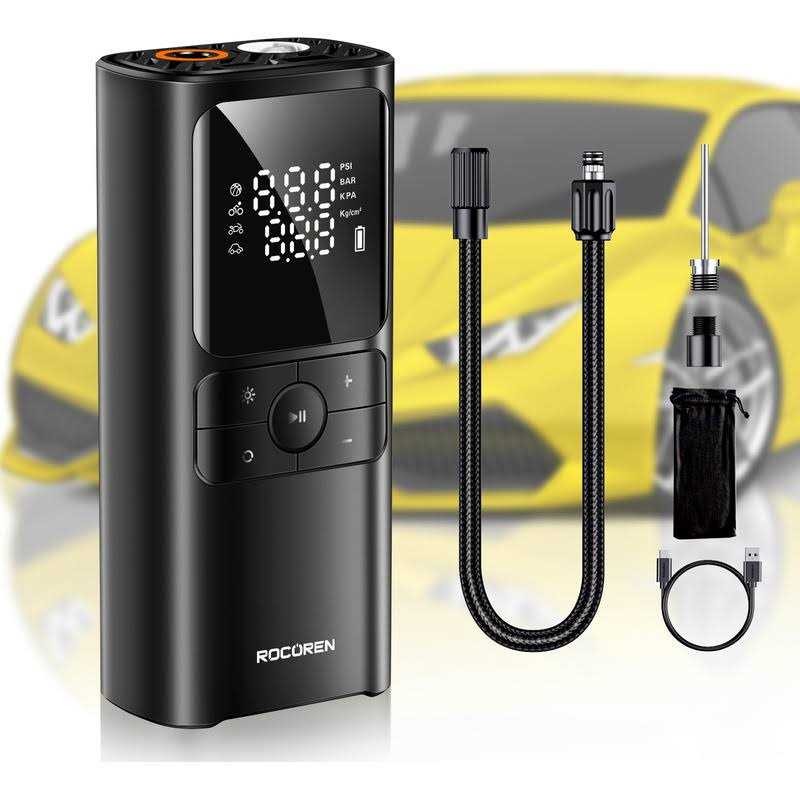 sypousy Tire Inflator Portable Air Compressor Cordless Tire Inflator Faster Tire Pump with 20V Rechargeable Battery,Dual Power Supply Modes