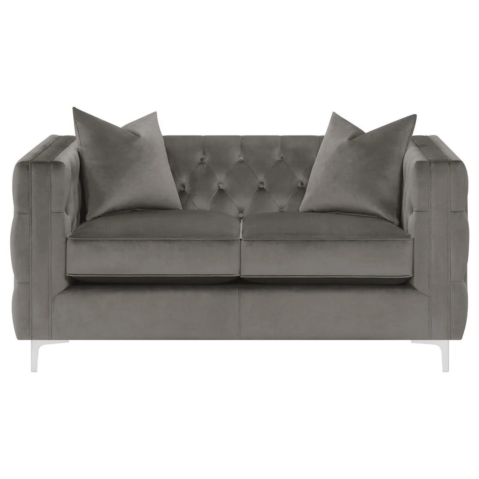 Maklaine 3-piece Velvet Tufted Tuxedo Arms Living Room in Set Urban Bronze