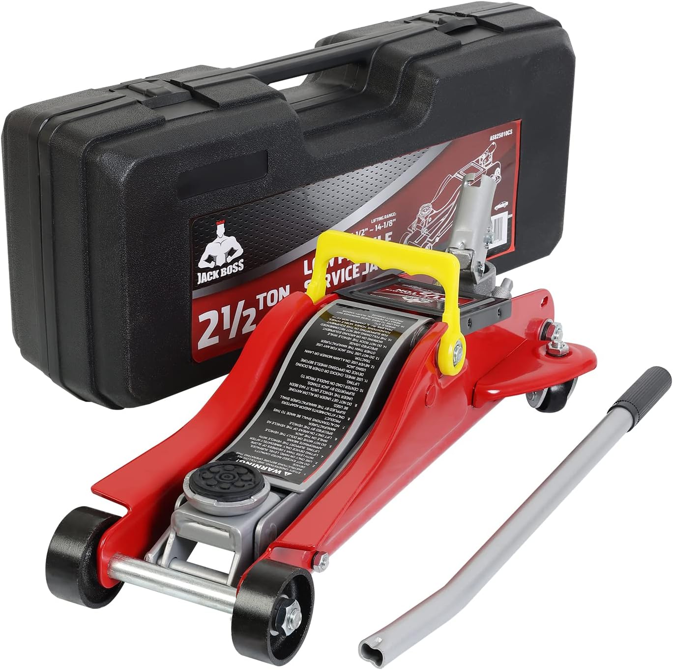 JackBoss Torin Hydraulic Low Profile Floor Jack 2.5 Ton (5,000 lb) Capacity Trolley Jack with Quick Lift Pump and Portable Storage Case, Red, T825010
