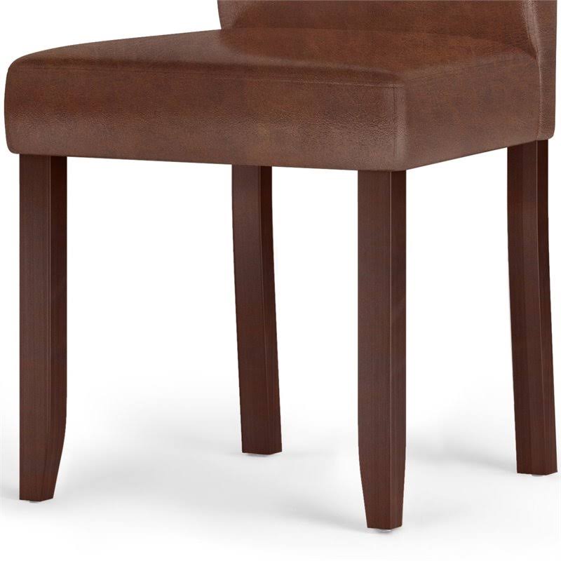 Simpli Home Acadian Distressed Saddle Brown Parson Dining Chair (Set of 2)