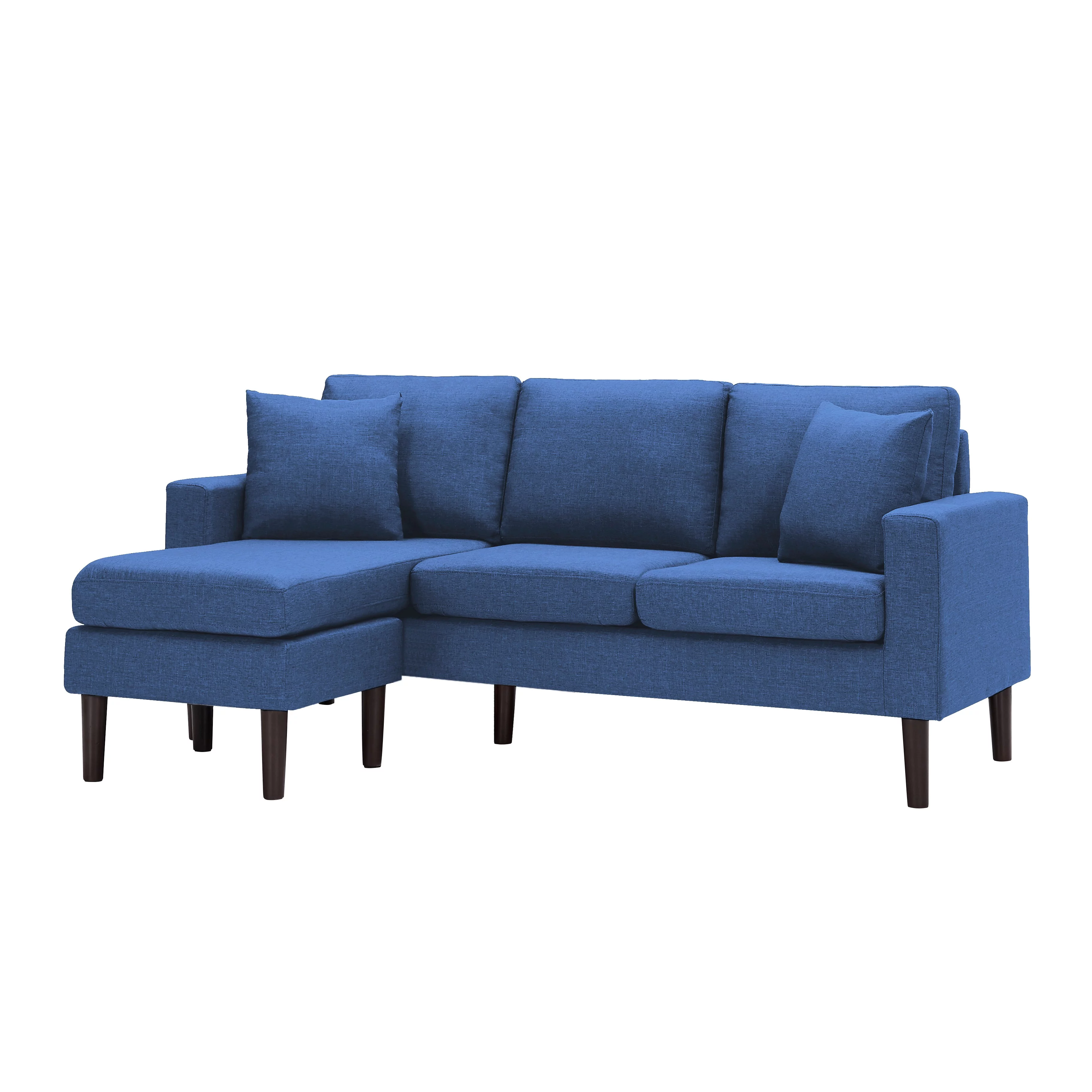 BSHTI 72 inch L-Shape Sectional Sofa, Left Hand Facing Couch with Two Pillows, Reversible Sectional Sofa Couch for Small Space(Navy Blue)