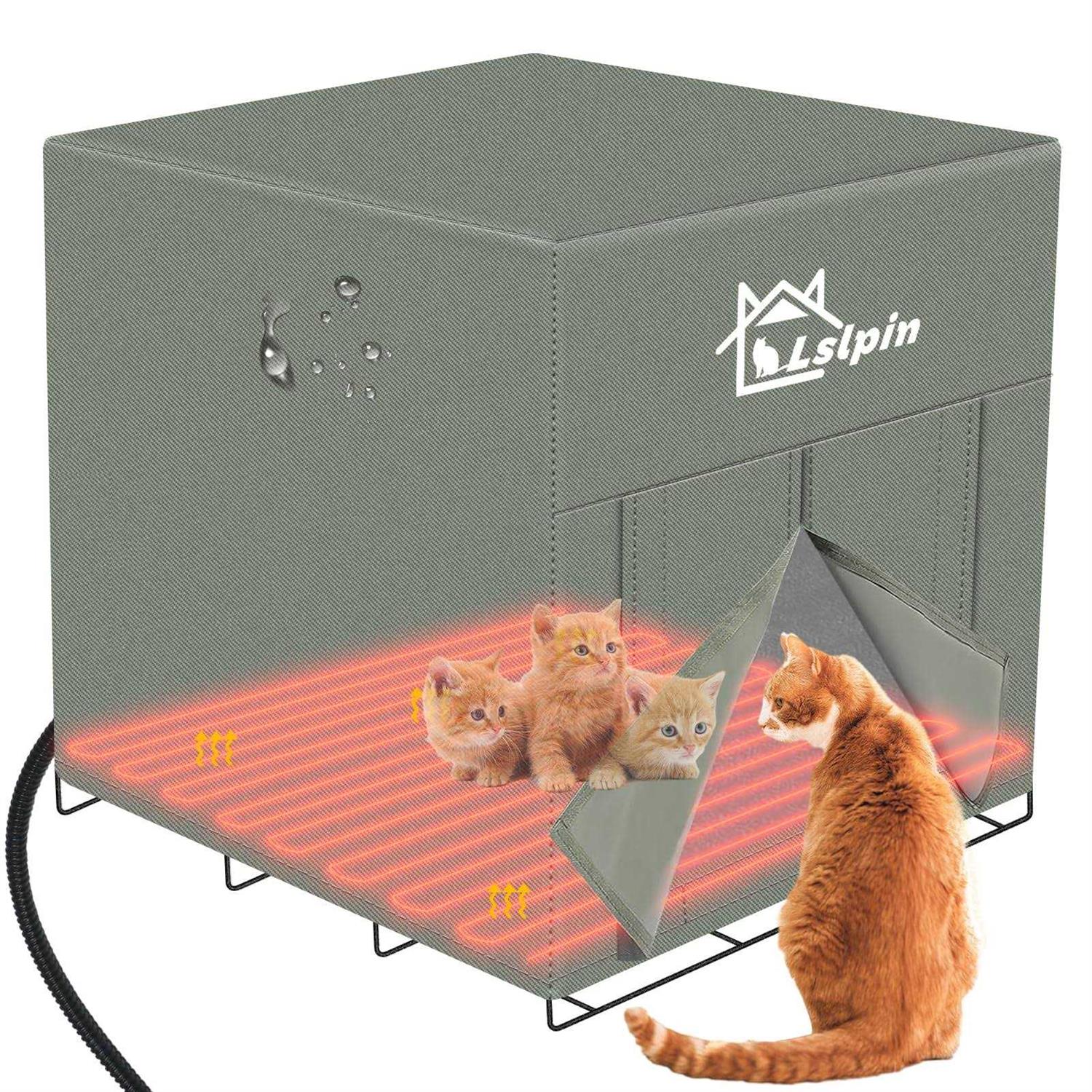 Lslpin Large Heated Cat House for Outdoor Cat in Winter - Pet Supplies online store