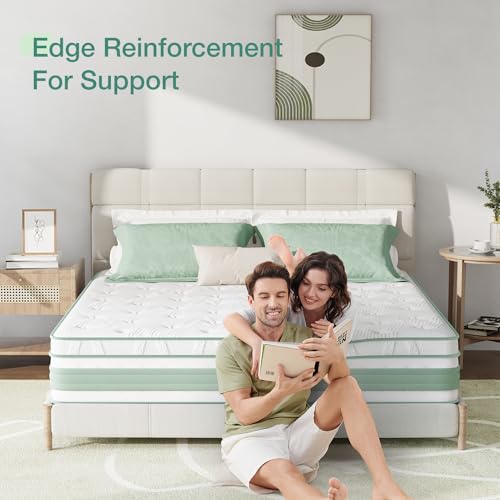 Novilla King Size Mattress 14 Inch, Hybrid Mattress King for Motion Isolation, Gel Memory Foam with Pressure Relief for Cool Night Sleep