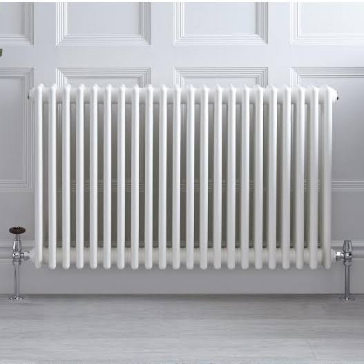 Hudson Reed Regent - Cast Iron Hot Water Radiator - 24x22 x 39x22 - Horizontal European Design - White NAHB0451
