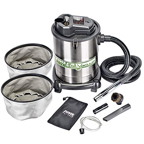 PowerSmith PAVC102 10 Amp 4 Gallon All-In-One Ash and Shop Vacuum/Blower with 10' Hose, Wheeled Base, Crevice Tool, Brush Nozzle, Pellet Stove Hose