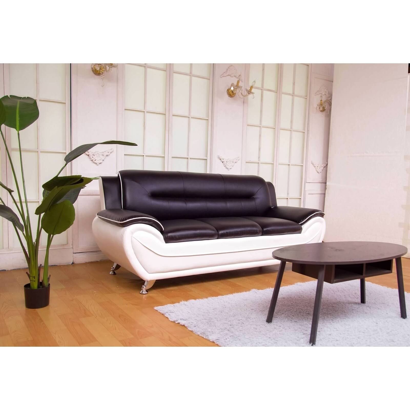 Greatime SS2301 Leatherette Modern Sofa Set Sofa / Redu0026Black