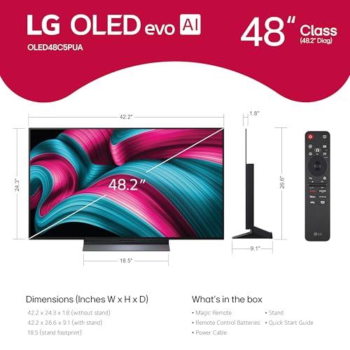 LG 55-Inch Class OLED evo AI 4K C5 Series Smart TV w/Dolby Atmos, Dolby Vision, HDR10, AI Super Upscaling 4K, Filmmaker Mode, Wow Orchestra