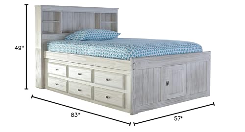 Discovery World Furniture White Full Bookcase Bed with 6 Drawers