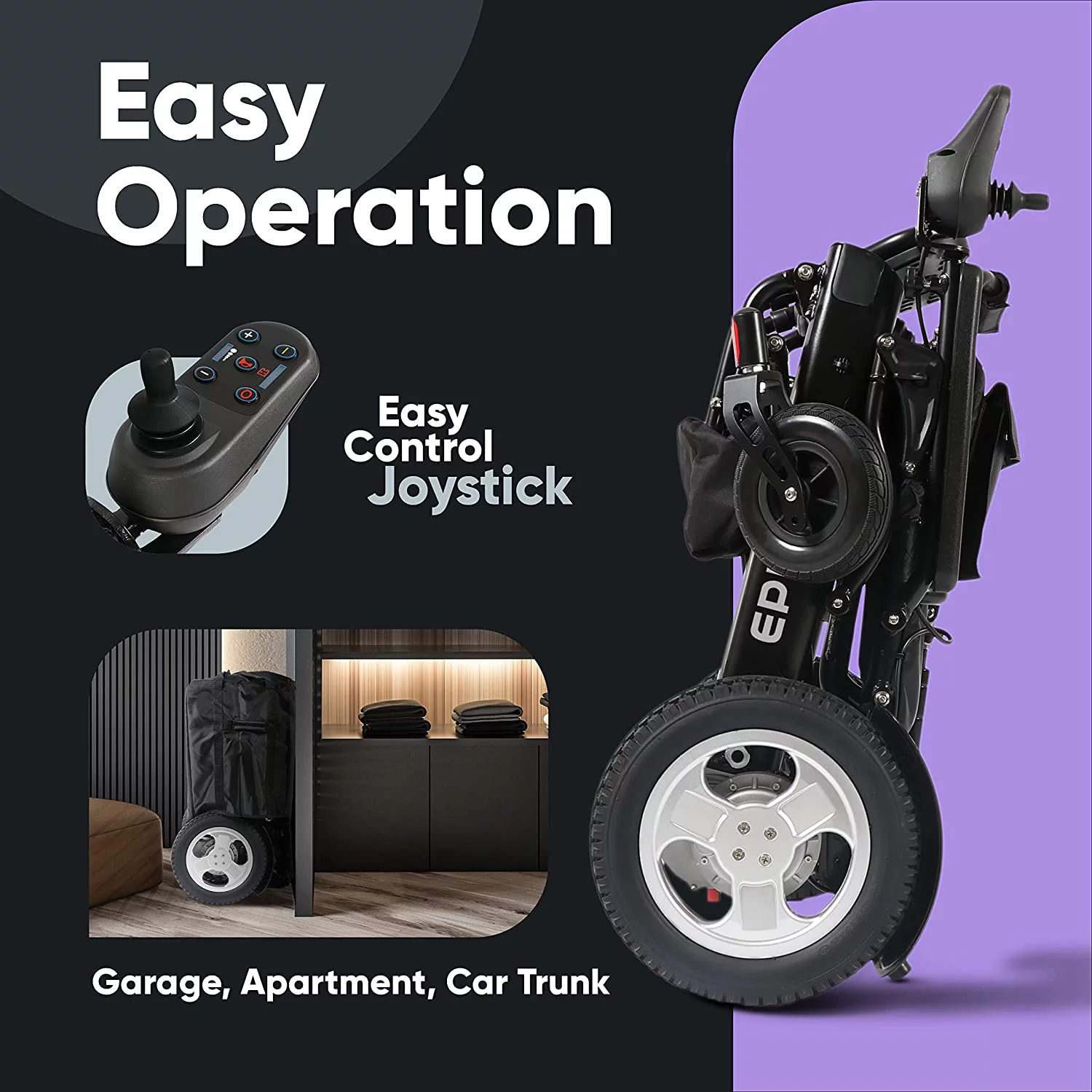 Ephesus E9 Motorized Wheelchair: Foldable & Portable! (Jet Black) - Curated Treasures Market