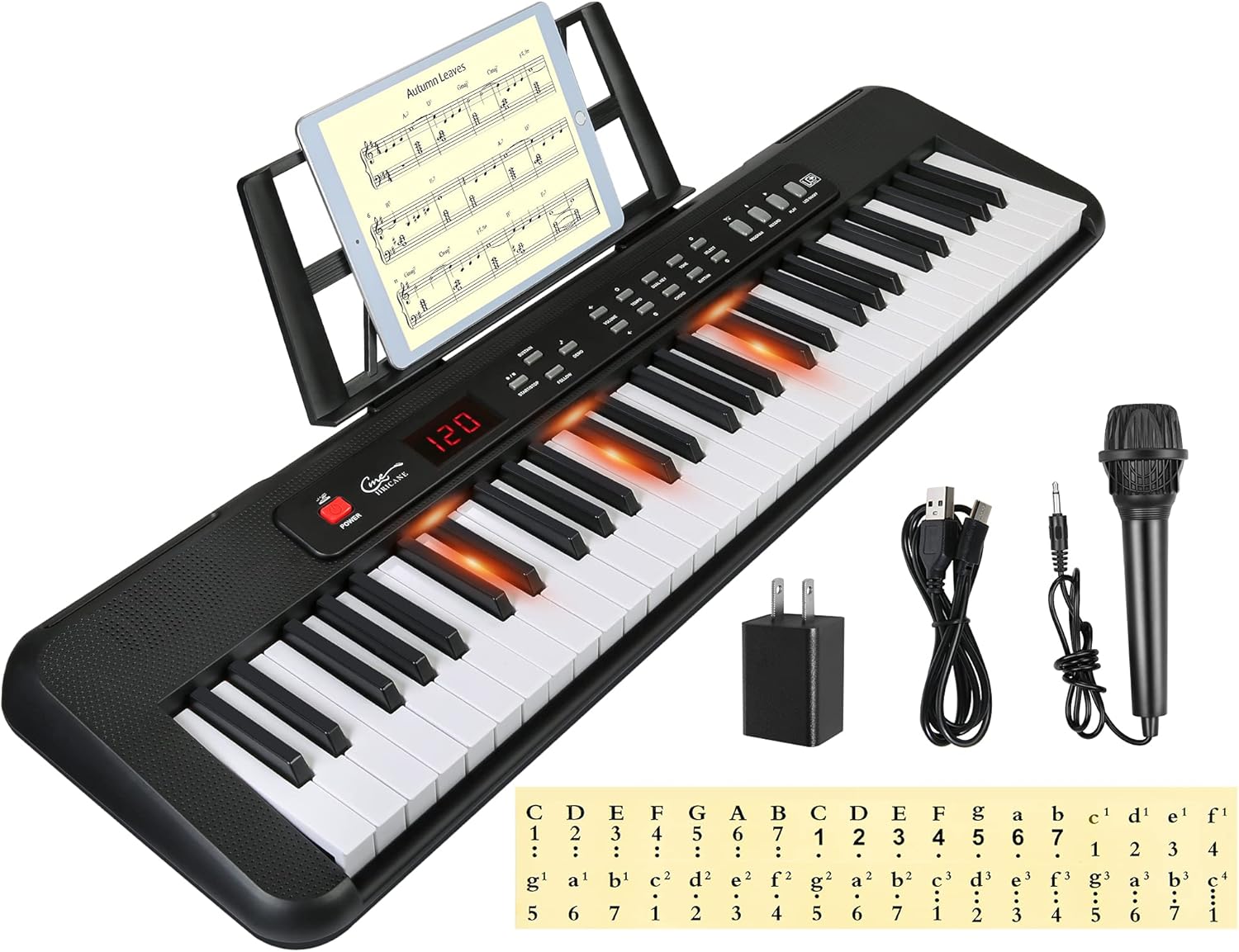Hricane 61 Key Piano Keyboard for Beginners with Lighted Keys
