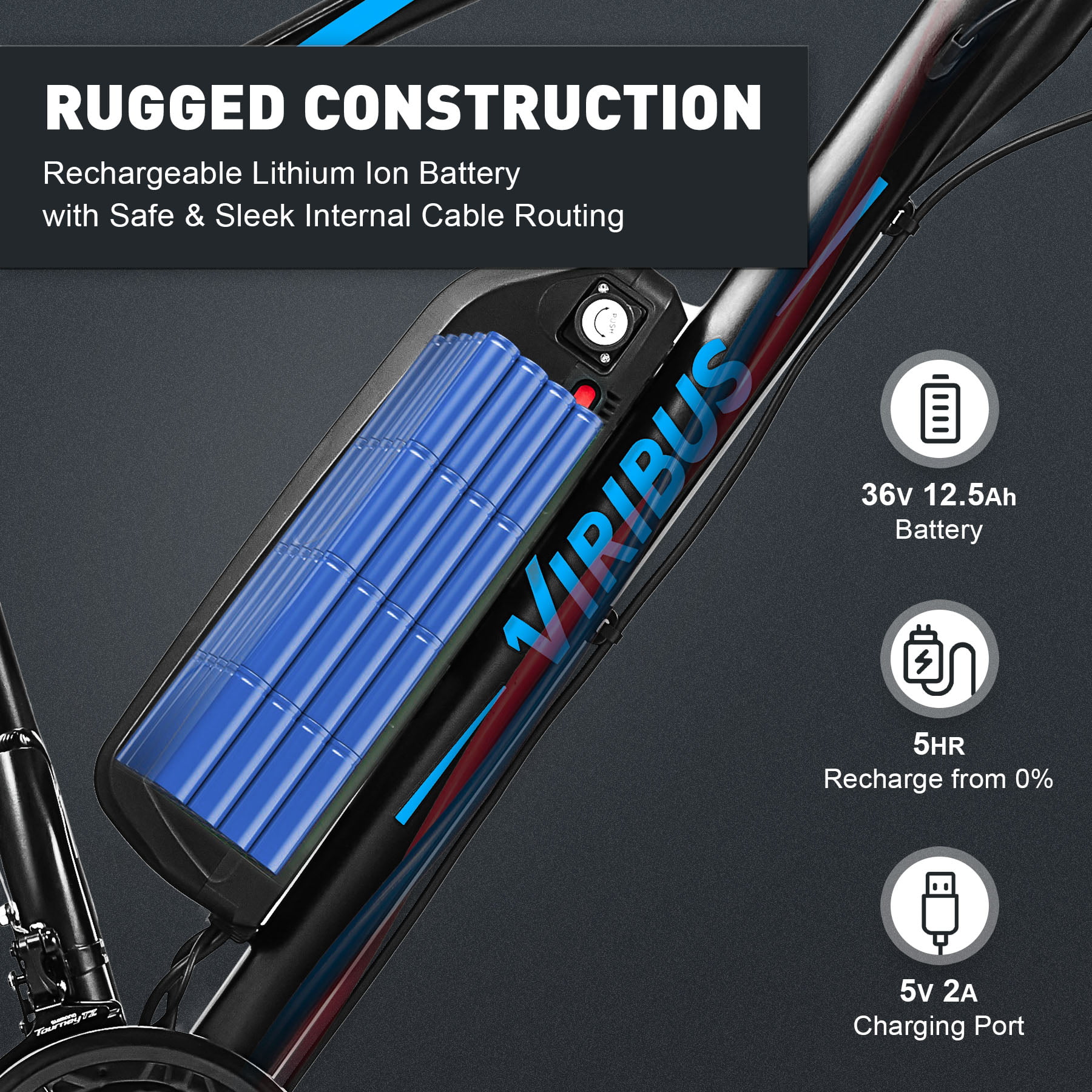 Viribus Electric Mountain Bike for Adults 26" 500W Fat Tire eBike with 36V Battery Blue