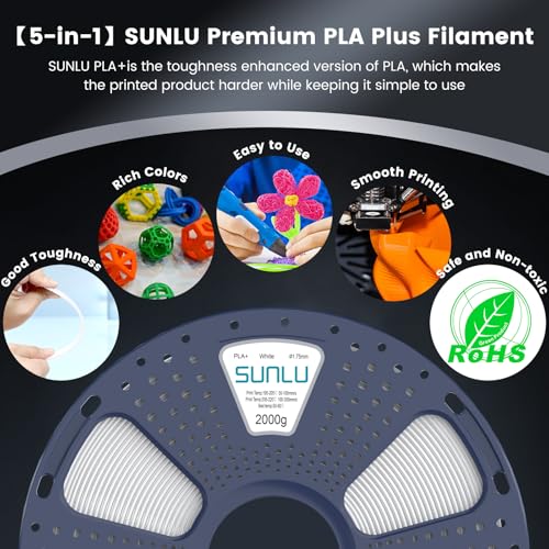 SUNLU 3D Printer Filament Bundle, PLA Plus Filament 10KG 1.75mm, Neatly Wound Filament for Most 3D Printer, 10 Colors, 1kg Spool