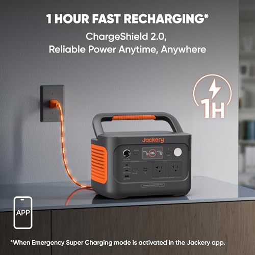 Jackery Explorer 600 Plus Portable Power Station 632Wh LiFePO4 Battery, 800W AC/100W USB-C Output, 1 Hr Fast Charge