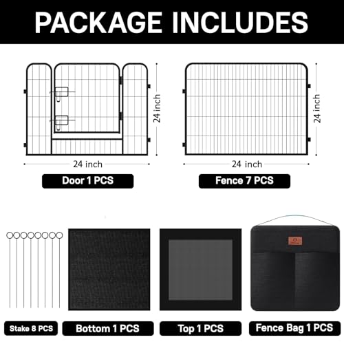 PJYuCien Dog Playpen Plus Storage Bag, 32" H 8 Panels Puppy Pen with Square Bottom, Heavy Duty Dog Fence for Puppies/Small Dogs
