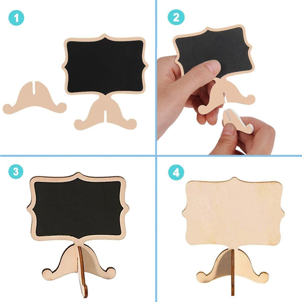 20 Pcs Wood Mini Chalkboard Signs with Support Easels, Place Cards, Small Rectangle Chalkboards Blackboard for Weddings, Birthday Parties