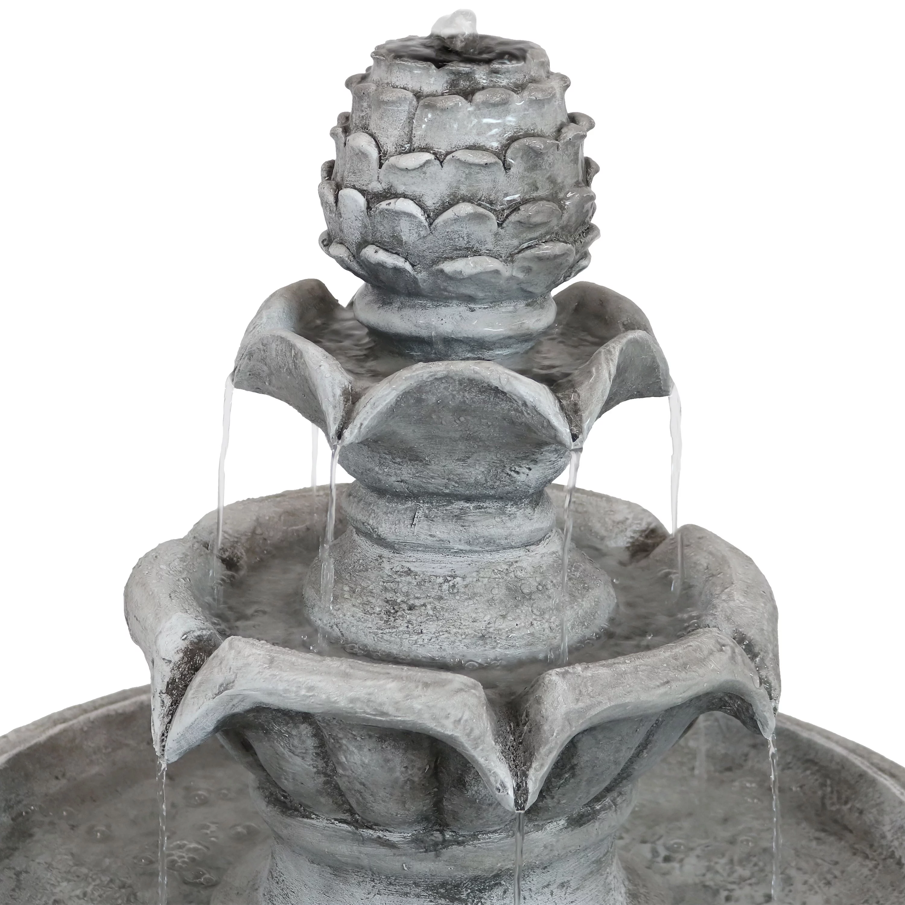 Sunnydaze Ornate Elegance Solar Water Fountain with Battery Backup - 42.5" H - White