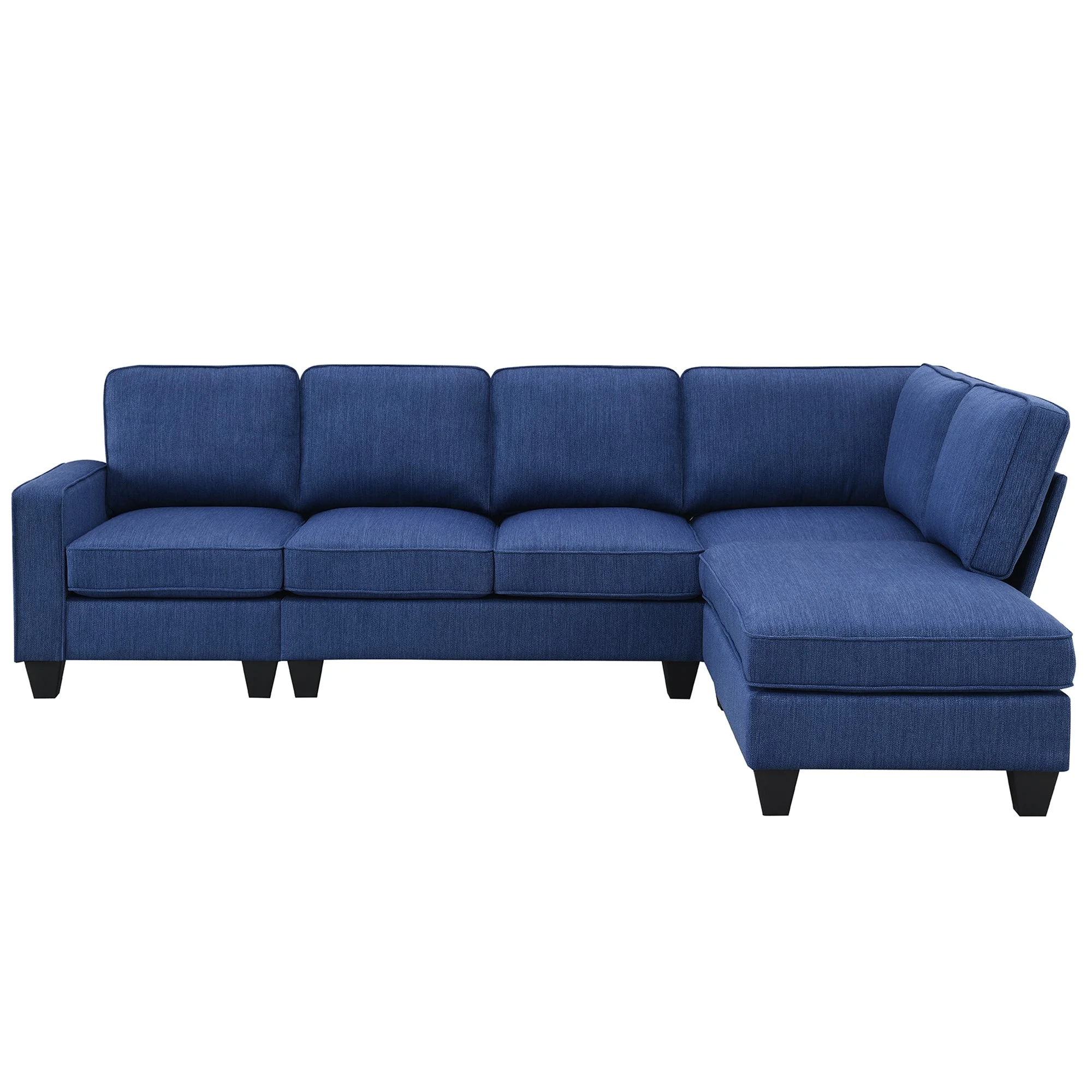 Vortex 7-seat Linen Fabric L-shaped Sectional Sofa - Blue
