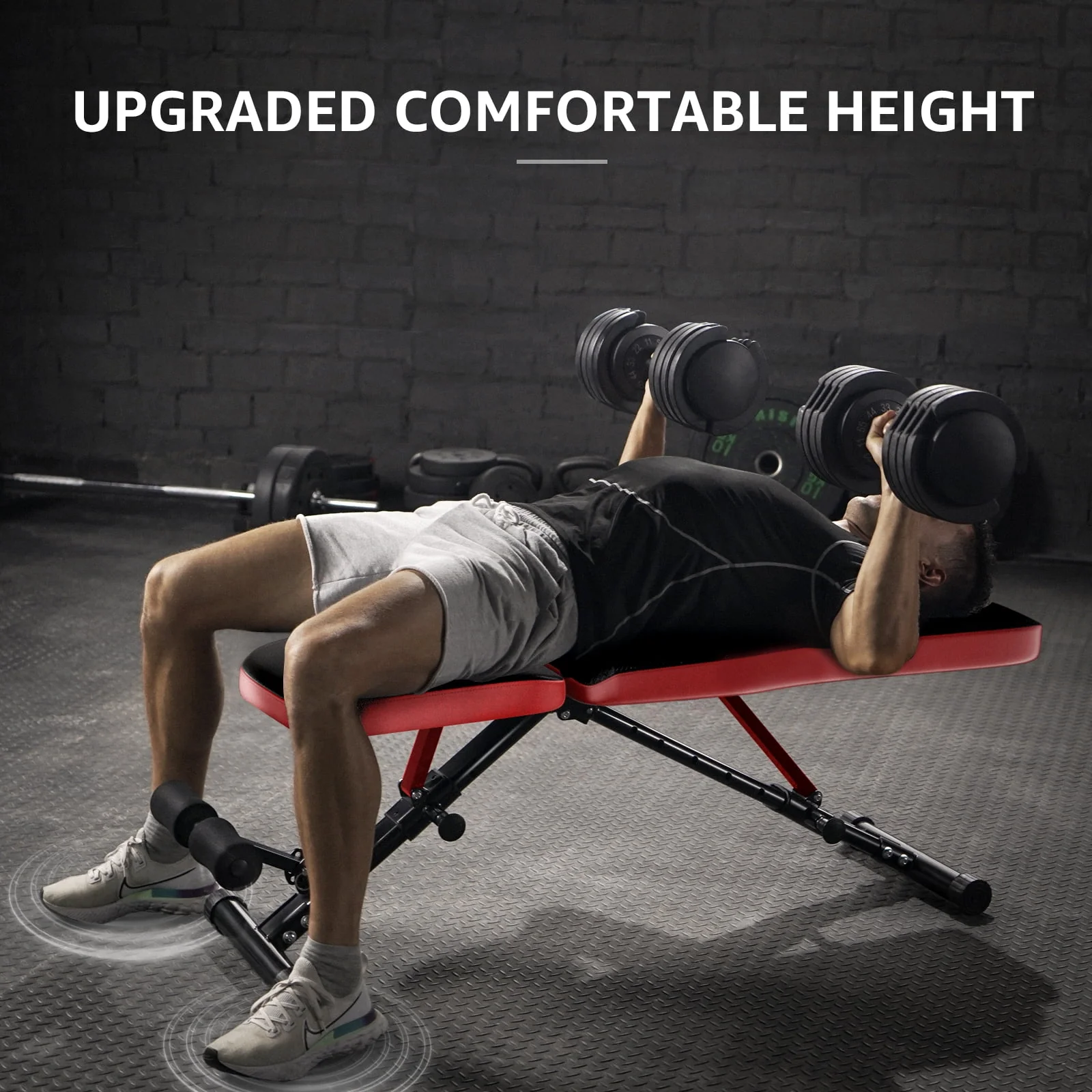 UPGO Adjustable Weight Bench with 660lbs Weight Capacity Foldable Workout Bench for Adult Up to 5.9' Gym Bench for Home