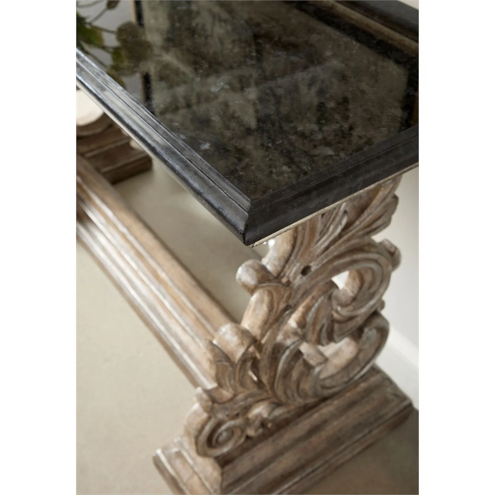 Wood Console Table with Marble Top in Brown by Pulaski Furniture