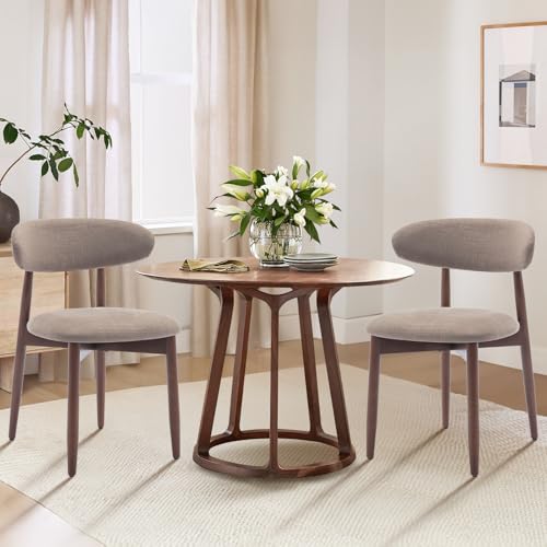 COLAMY Wooden Dining Chairs Set of 4, Modern Fabric Upholstered Dining Room Chair, Farmhouse Kitchen Chairs with Foot Pegs, Green