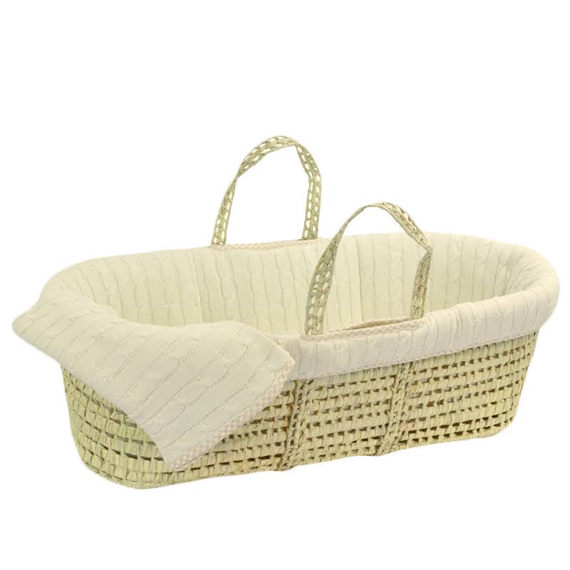 Natural Cable Knit Moses Basket