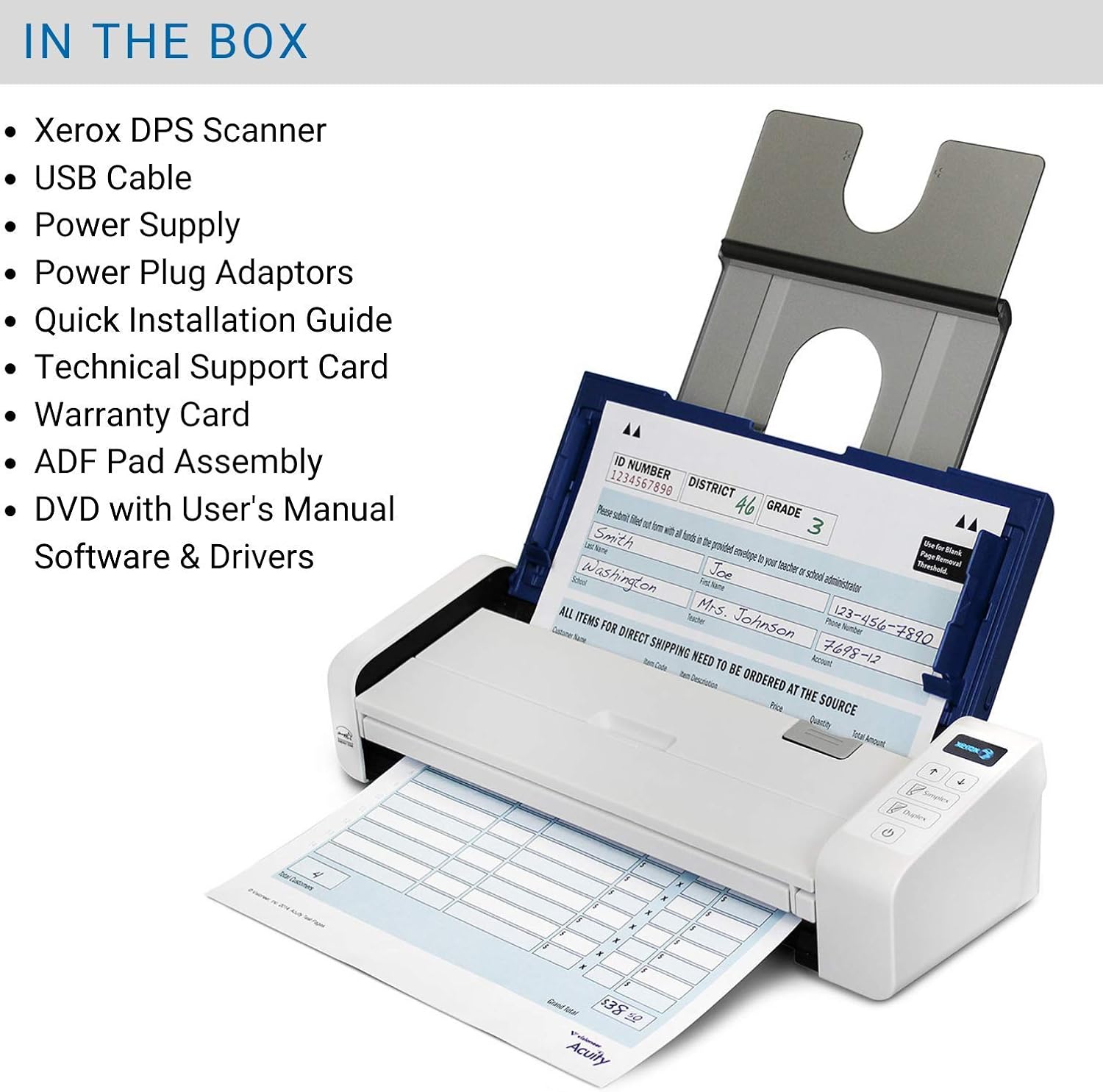 Xerox Duplex Portable Document Scanner, Xerox Duplex Portable Scanner, Blue & White