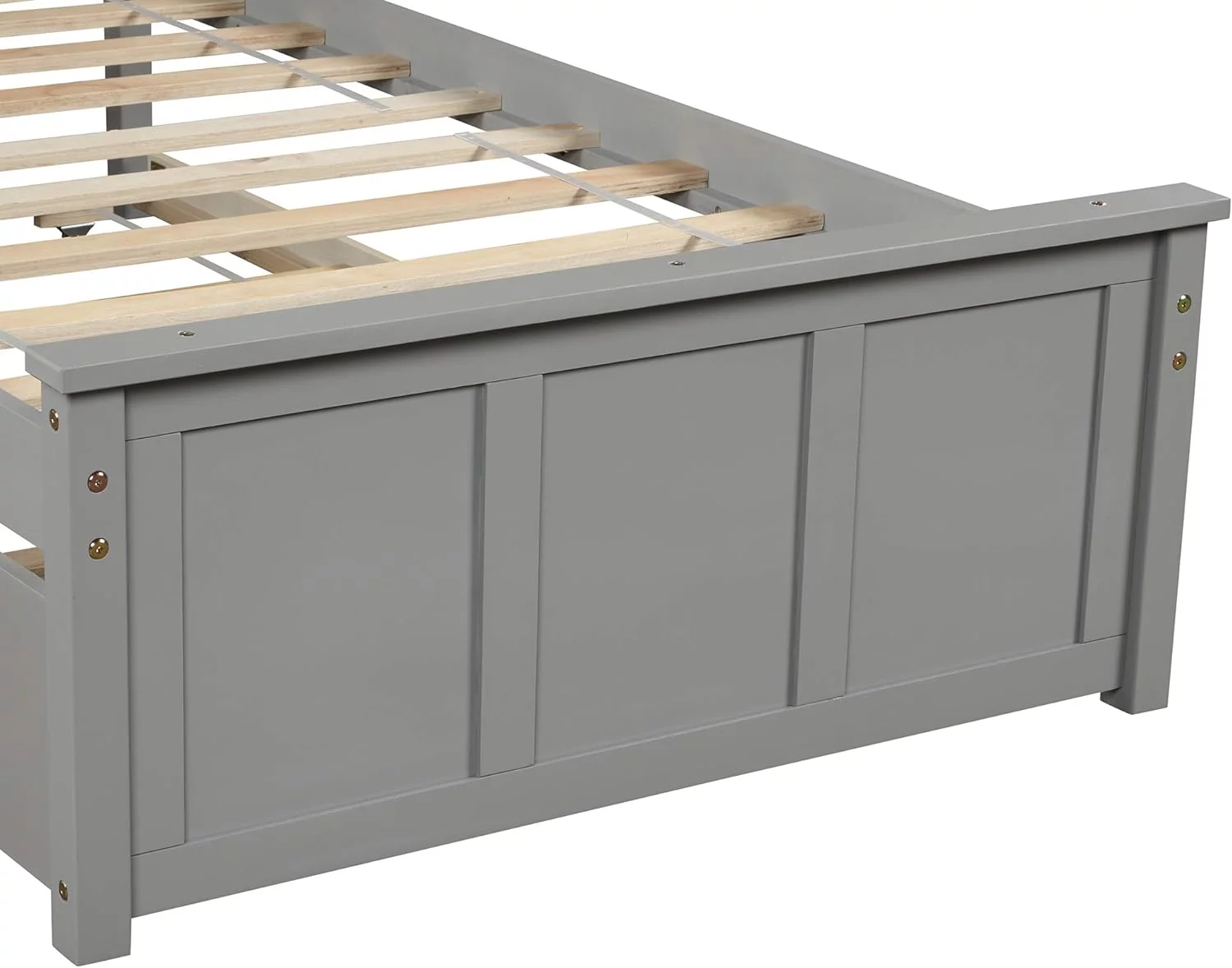 Bed Frame With Headboard And Trundle, Wood Platform Bed With Trundle, No Box Spring Needed (Gray With Trundle)