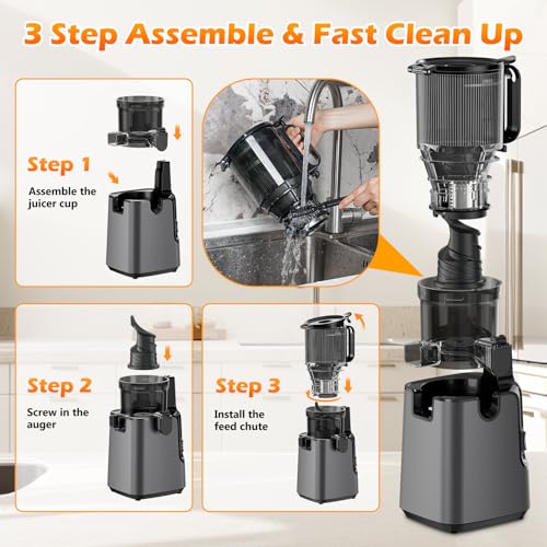 Juicer Machines with 5.8" Large Feed Chute, Cold Press Juicer For Whole Vegetables and Fruits