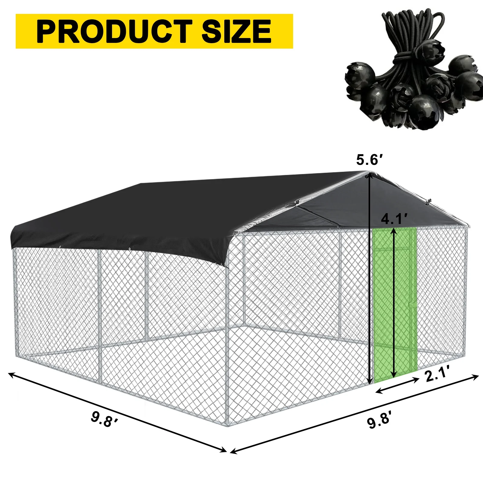 10ft x 10ft Dog Kennel Outdoor Metal Playpen Heavy Duty Large Dog Cages Enclosure for Large Dogs Run Outside Exercise Pet Fences with Roof for Yard