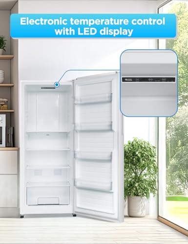 Commercial Cool 11.1 Cu. Ft. Convertible Freezer Refrigerator, Upright Fridge with Glass Shelves, Reversible Door, ENERGY STAR rated, Auto Defrost