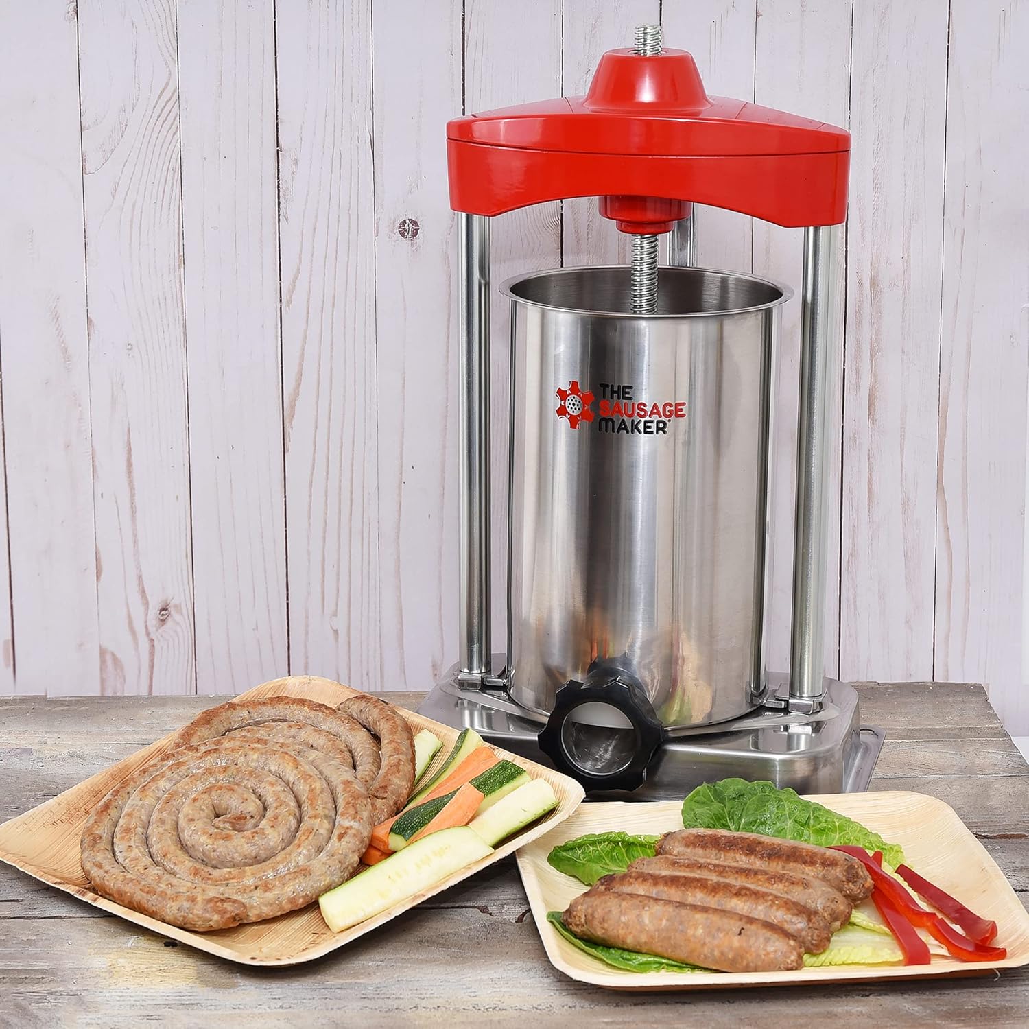 The Sausage Maker - 10 lb. Heavy Duty Vertical Sausage Stuffer - Includes Stuffing Tubes - Stainless Steel Frame, Metal Gears