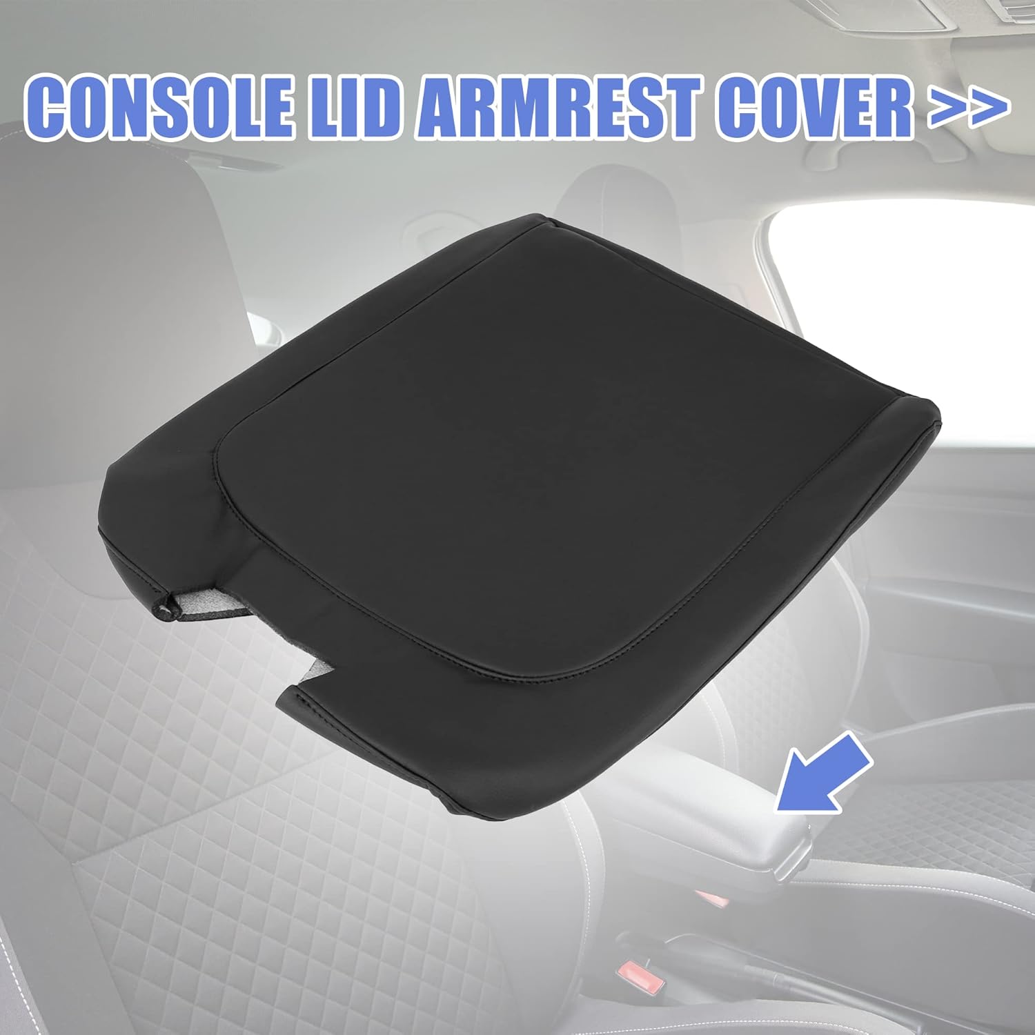 X AUTOHAUX Car Center Console Lid Armrest Seat Box Cover Protector Replacement Microfiber Leather for Dodge for Ram 1500 2500 3500 2009-2017 Black