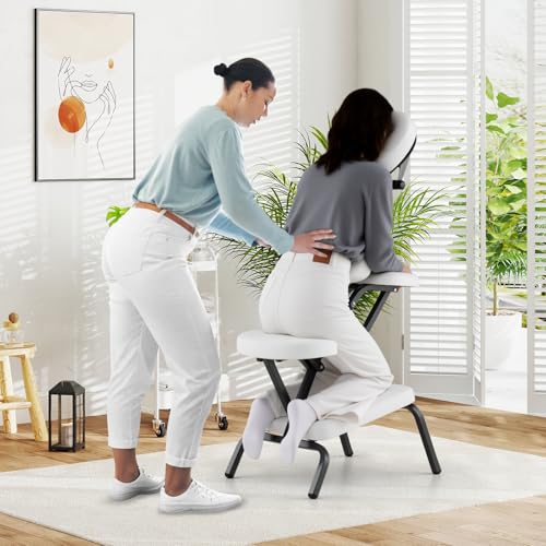 Giantex Portable Light Weight Massage Chair Travel Massage Tattoo Spa Chair w/Carrying Bag (White)