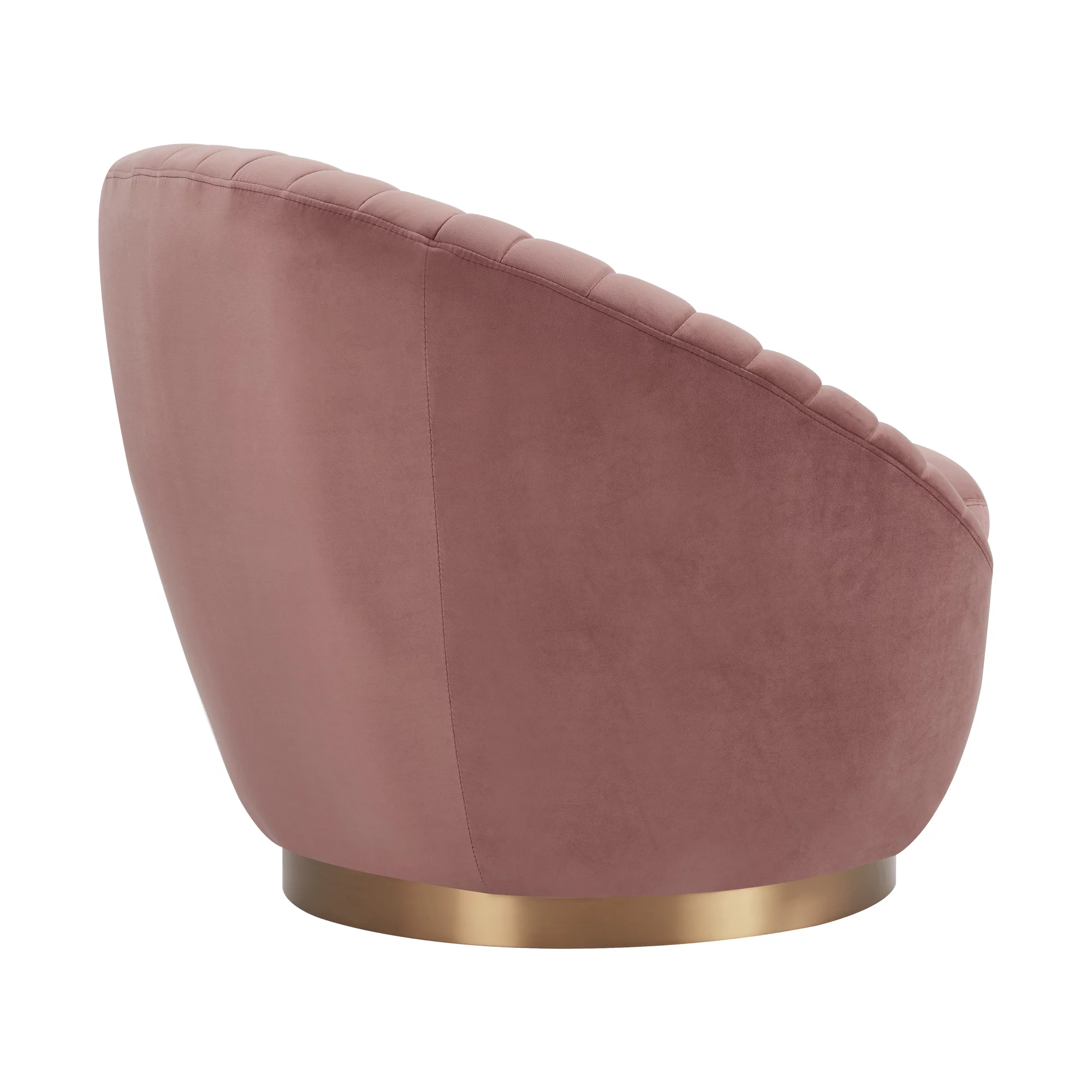 Mitzy Pink Blush Velvet Swivel Accent Chair Gold Base Curved Back