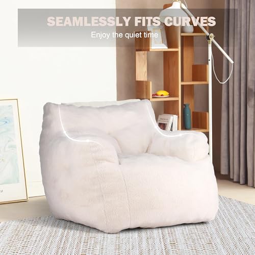 INMOZATA 3FT Bean Bag Chair for Adult Teens Kids(with Filler) Furniture - Soft Teddy Fabric Lazy Sofa Chair