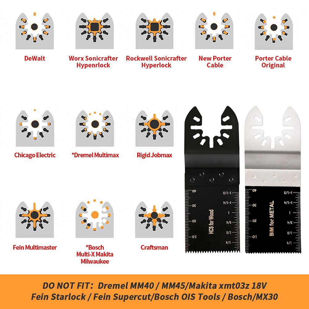 72 Pcs Oscillating Tool Blades Assorted Universal Carbide Multitool Blade Quick Release Oscillating Saw Blades Accessories Kit to Cut Metal Wood