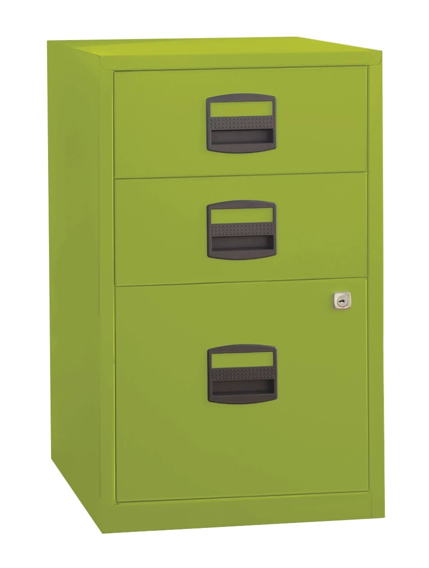 Bisley Three Drawer Steel Home Filing Cabinet, Green