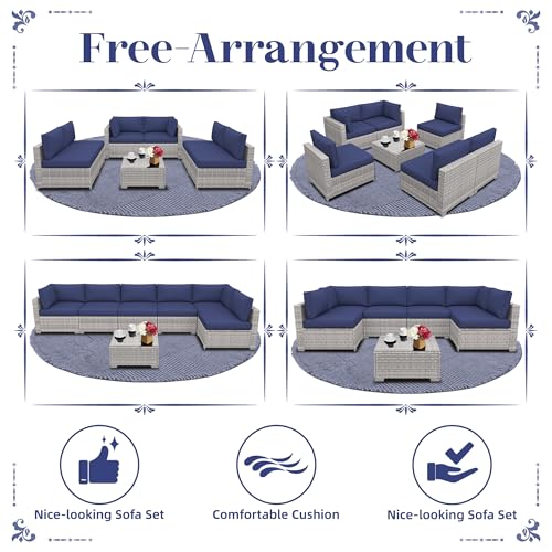 KIGOTY Patio Furniture Set 7 Pieces Conversation Sets, Outdoor Sectional Sofa