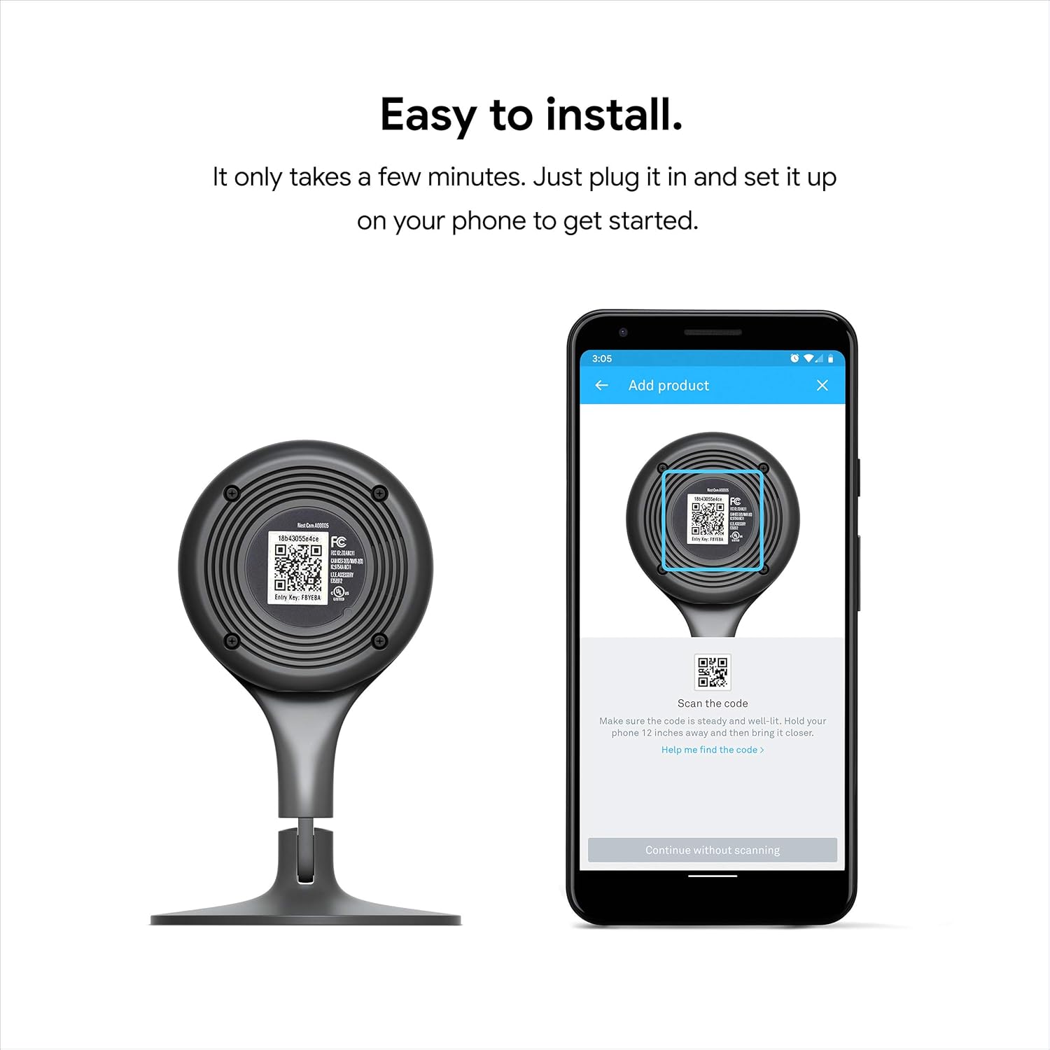 Google Nest Cam Indoor - Wired Indoor Camera for Home Security - Control with Your Phone and Get Mobile Alerts