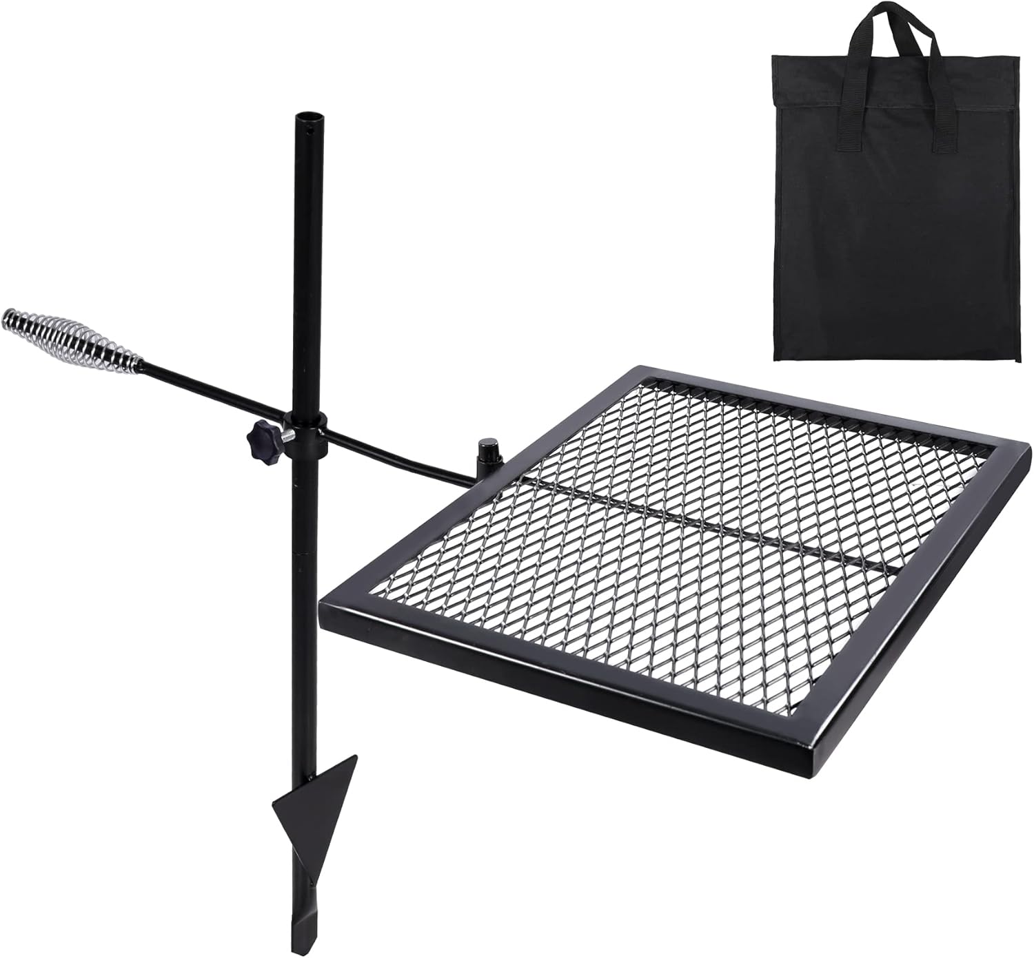 REDCAMP Swivel Campfire Grill Heavy Duty Steel Grate, Over Fire Camp Grill with Carrying Bag for Open Flame Cooking