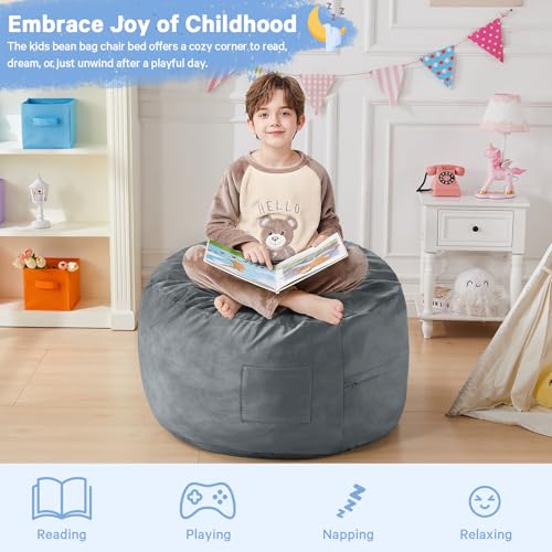 Bean Bag Chairs for Adults - Giant Bean Bag Chair Convertible Bean Bag Bed - Beanbag Chair with Micro Fiber Cover/Furniture Foam Filler