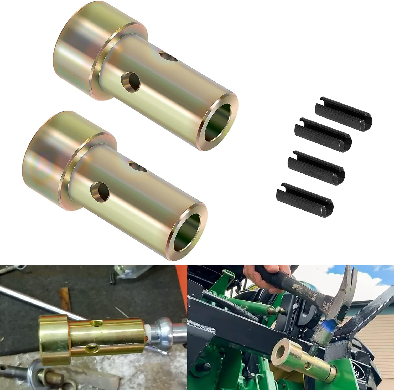 Pair of Cat 1 Quick Hitch Adapter Bushings Set for Category I 3-Point Tractors Use with Quick Hitch System