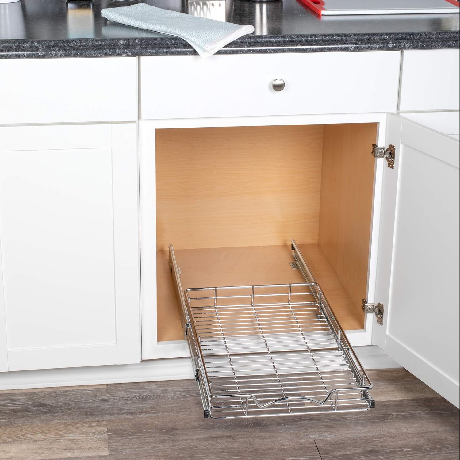 Hold N’ Storage Pull Out Drawer Cabinet Organizer, Heavy Duty-with 5 Year Limited Warranty- Slide Out Kitchen Cabinet Storage Shelves -14”W x 21”D