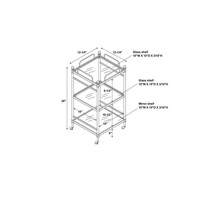 Linon Summit Metal and Glass Cart in Chrome - CYMX289